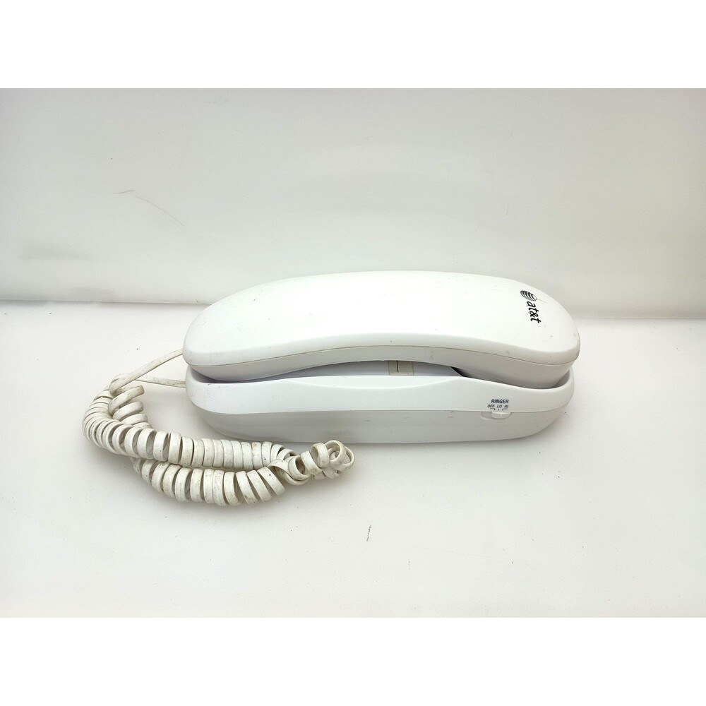 AT&T Trimline Corded Phone White Push Button Desk or Wall Mount Telephone